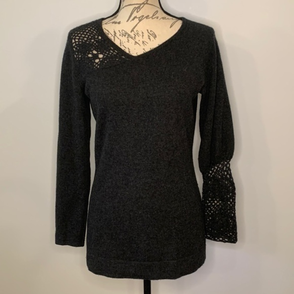 Design History pure cashmere sweater with crochet detail charcoal M